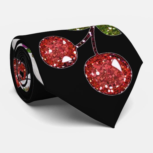 RAB Rockabilly Sugar Skulls Kirschen Kirschen auf  Krawatte (Gerollt)