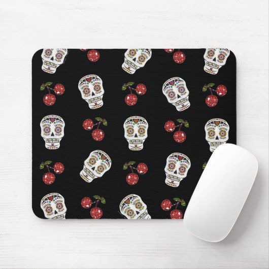RAB Rockabilly Sugar Skulls Kirschen Kirschen auf Mousepad (Mit Mouse)