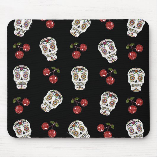 RAB Rockabilly Sugar Skulls Kirschen Kirschen auf Mousepad (Vorne)