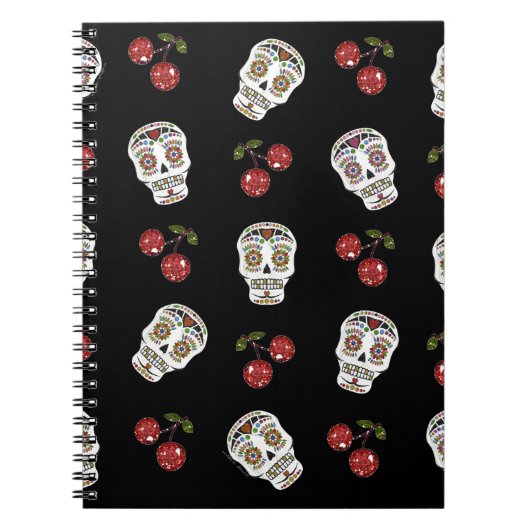 RAB Rockabilly Sugar Skulls Kirschen Kirschen auf  Notizblock (Vorderseite)