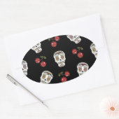 RAB Rockabilly Sugar Skulls Kirschen Kirschen auf  Ovaler Aufkleber (Umschlag)