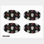 RAB Rockabilly Sugar Skulls Kirschen Kirschen auf  Ovaler Aufkleber (Blatt)