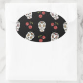 RAB Rockabilly Sugar Skulls Kirschen Kirschen auf  Ovaler Aufkleber (Tasche)