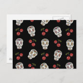 RAB Rockabilly Sugar Skulls Kirschen Kirschen auf  Postkarte (Vorne/Hinten)