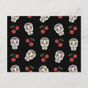 RAB Rockabilly Sugar Skulls Kirschen Kirschen auf  Postkarte