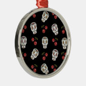 RAB Rockabilly Sugar Skulls Kirschen Kirschen auf Silbernes Ornament (Rechts)
