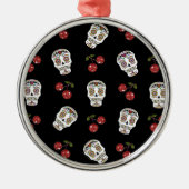 RAB Rockabilly Sugar Skulls Kirschen Kirschen auf  Silbernes Ornament (Vorne)