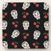 RAB Rockabilly Sugar Skulls Kirschen Kirschen auf Untersetzer (Vorderseite)