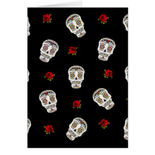 RAB Rockabilly Sugar Skulls Rose auf schwarz
