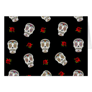 RAB Rockabilly Sugar Skulls Rose auf schwarz