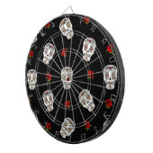RAB Rockabilly Sugar Skulls Rose auf schwarz Dartscheibe (Vorderseite rechts)