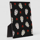 RAB Rockabilly Sugar Skulls Rose auf schwarz Fotoplatte (Seite)