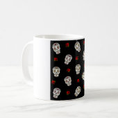 RAB Rockabilly Sugar Skulls Rose auf schwarz Kaffeetasse (Vorderseite Links)