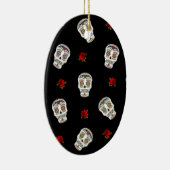 RAB Rockabilly Sugar Skulls Rose auf schwarz Keramik Ornament (Rechts)