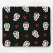 RAB Rockabilly Sugar Skulls Rose auf schwarz Mousepad (Vorne)