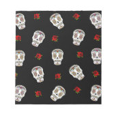 RAB Rockabilly Sugar Skulls Rose auf schwarz Notizblock (Vorderseite)