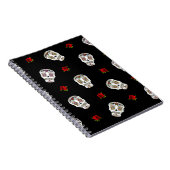 RAB Rockabilly Sugar Skulls Rose auf schwarz Notizblock (Rechte Seite)