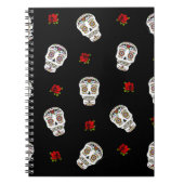 RAB Rockabilly Sugar Skulls Rose auf schwarz Notizblock (Vorderseite)