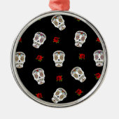 RAB Rockabilly Sugar Skulls Rose auf schwarz Ornament Aus Metall (Vorne)