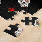 RAB Rockabilly Sugar Skulls Rose auf schwarz Puzzle (Seite)