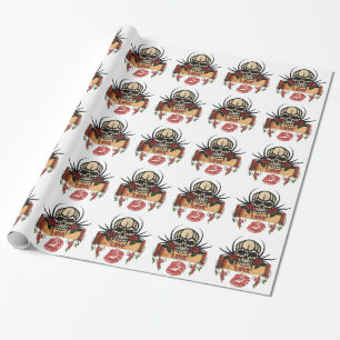 RAB Rockabilly Totenkopf Rosen Lippenstift Liebe Geschenkpapier