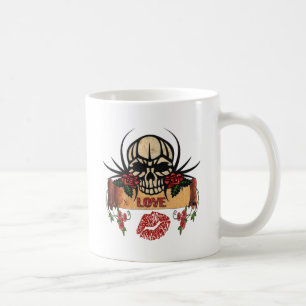 RAB Rockabilly Totenkopf Rosen Lippenstift Liebe Kaffeetasse