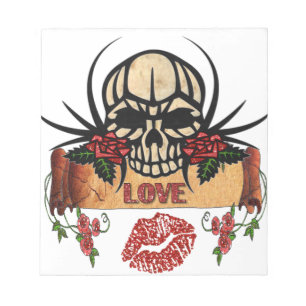 RAB Rockabilly Totenkopf Rosen Lippenstift Liebe Notizblock
