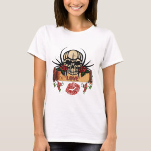 RAB Rockabilly Totenkopf Rosen Lippenstift Liebe T-Shirt