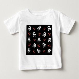 RAB Rockabilly Totenköpfe und Kirschen auf Schwarz Baby T-shirt