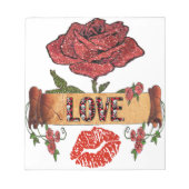 RAB Rockabilly Valentine Rose, Liebe & Lipstick Notizblock (Vorderseite)