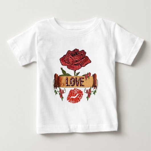 RAB Rockabilly Valentine Roses, Love & Lipstick Baby T-shirt (Vorderseite)