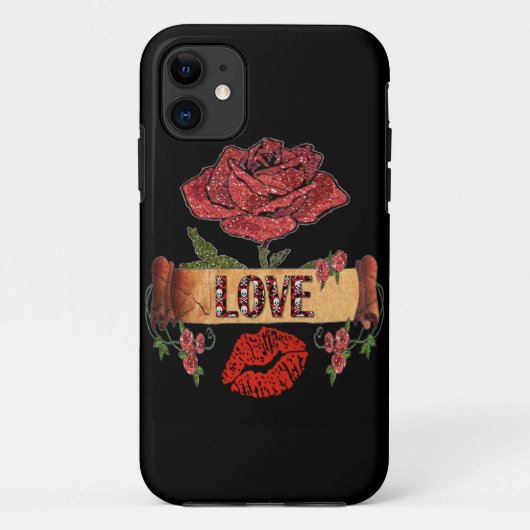 RAB Rockabilly Valentine Roses, Love & Lipstick Case-Mate iPhone Hülle (Rückseite)