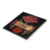 RAB Rockabilly Valentine Roses, Love & Lipstick Fliese (Seite)