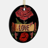 RAB Rockabilly Valentine Roses, Love & Lipstick Keramikornament (Rechts)