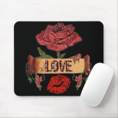 RAB Rockabilly Valentine Roses, Love & Lipstick Mousepad (Mit Mouse)