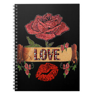 RAB Rockabilly Valentine Roses, Love & Lipstick Notizblock