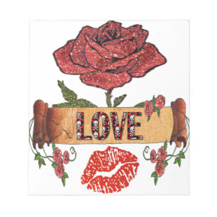 RAB Rockabilly Valentine Roses, Love & Lipstick Notizblock
