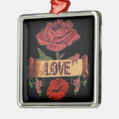 RAB Rockabilly Valentine Roses, Love & Lipstick Ornament Aus Metall (Links)