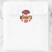 RAB Rockabilly Valentine Roses, Love & Lipstick Runder Aufkleber (Tasche)