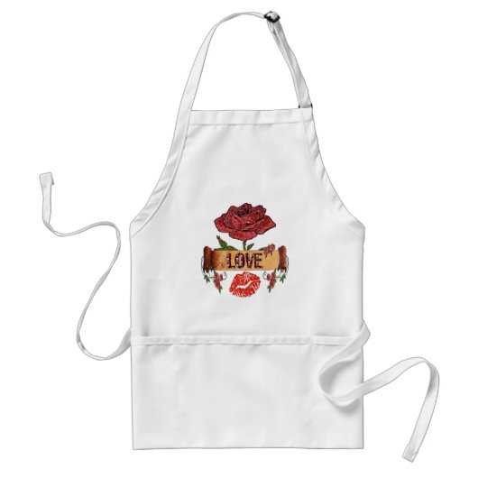 RAB Rockabilly Valentine Roses, Love & Lipstick Schürze (Vorne)