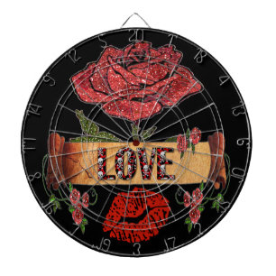 RAB Rockabilly Valentinsrosen, Liebe & Lippenstift Dartscheibe