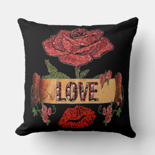 RAB Rockabilly Valentinsrosen, Liebe & Lippenstift Kissen