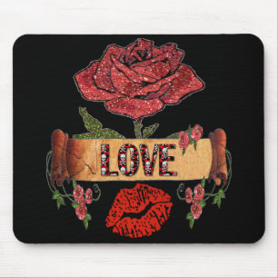 RAB Rockabilly Valentinsrosen, Liebe & Lippenstift Mousepad