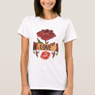 RAB Rockabilly Valentinsrosen, Liebe & Lippenstift T-Shirt