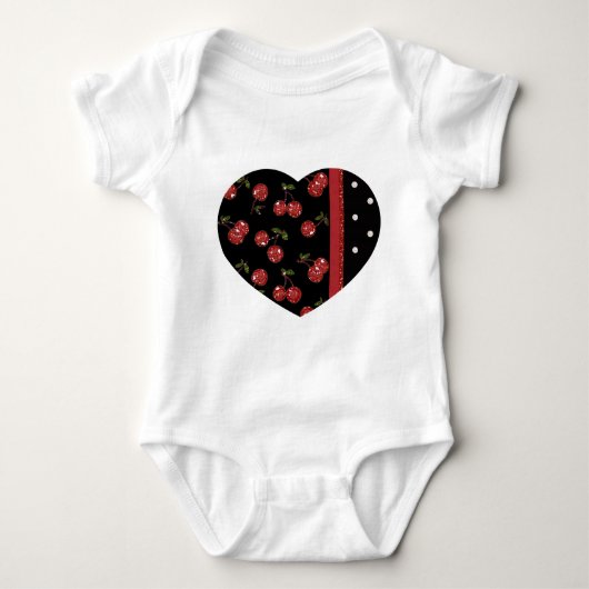 RAB Rockabilly Very Cherry Cherries Black Baby Strampler (Vorderseite)