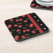 RAB Rockabilly Very Cherry Cherries Black Getränkeuntersetzer (Linke Seite)