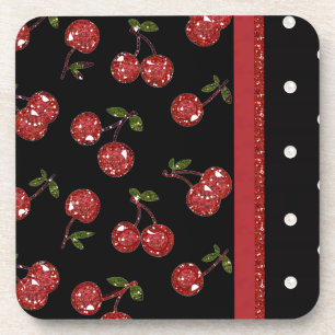 RAB Rockabilly Very Cherry Cherries Black Getränkeuntersetzer
