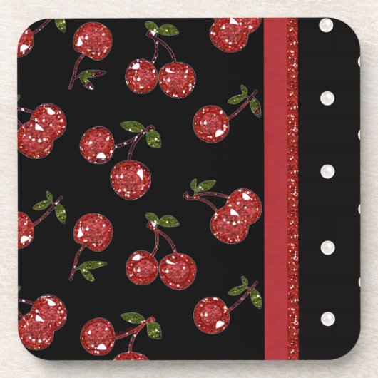RAB Rockabilly Very Cherry Cherries Black Getränkeuntersetzer (Vorderseite)
