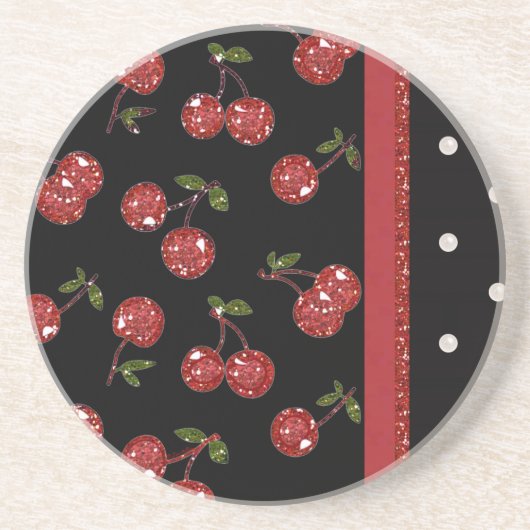 RAB Rockabilly Very Cherry Cherries Black Getränkeuntersetzer (Vorne)