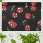 RAB Rockabilly Very Cherry Cherries Black Handtuch (Gefaltet)